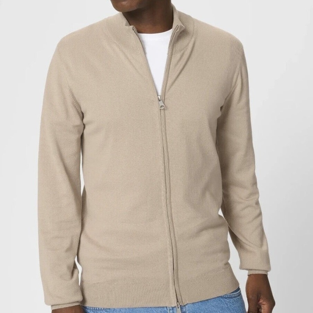 Matinique $128 XL Oatmeal Beige 100%‎ Cotton Full Zip Mock Neck Sweater Jacket - Picture 12 of 13